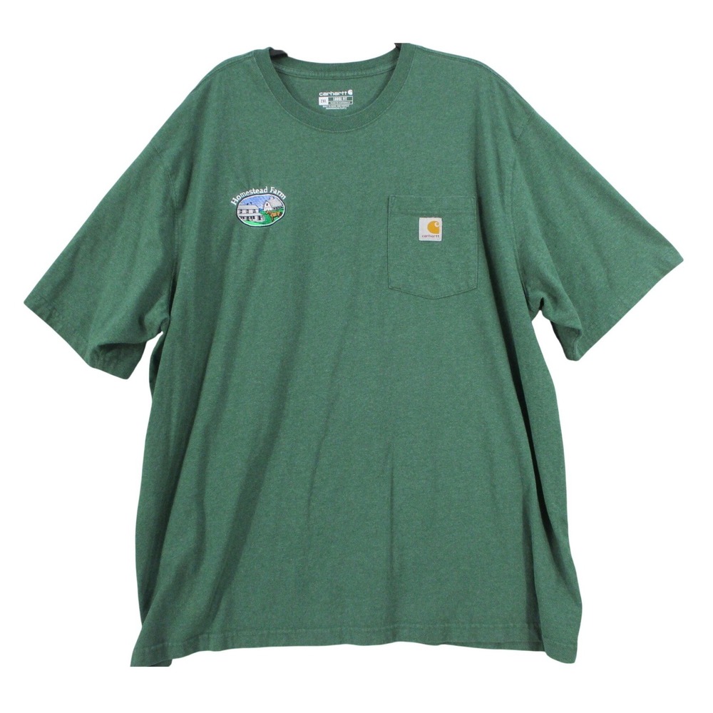 Carhartt Mens 2XL Loose Fit K87-M Pocket T-Shirt Heather Green Homestead Farm